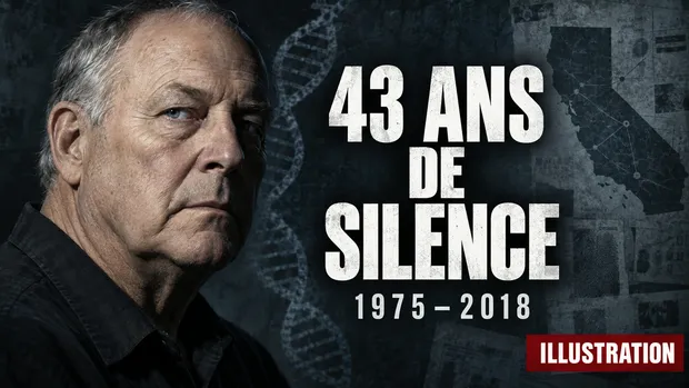 Ouvrir le dossier Golden State Killer. Miniature illustrée : portrait fictif, pas une archive de l’affaire.
